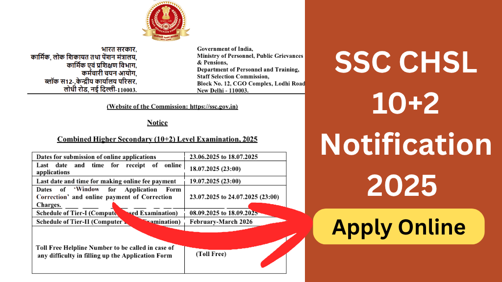 SSC CHSL 10+2 2025 notification PDF out for 3131 posts