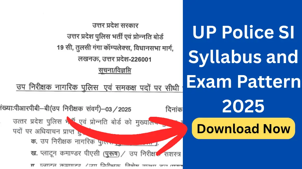 UP Police SI Syllabus and Exam Pattern 2025 – Subject-wise Topics