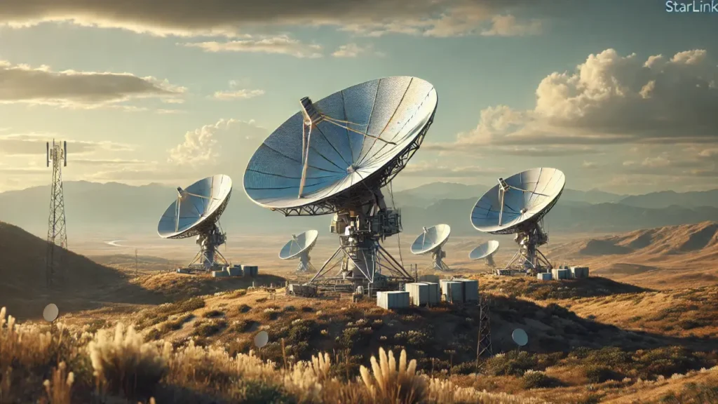 Starlink satellite dishes in a remote area, showcasing its reach in underserved regions