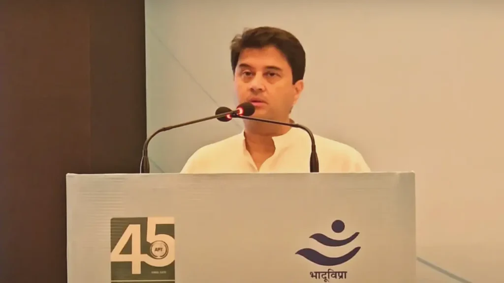 Union Telecom Minister Jyotiraditya Scindia at a press conference