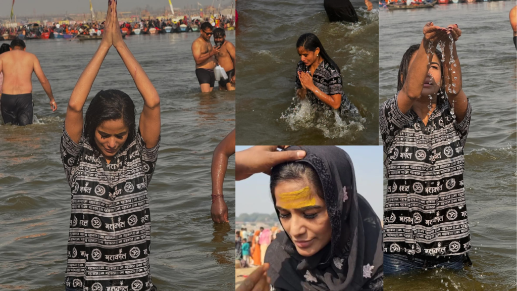 Poonam Pandey’s Spiritual Dip at Maha Kumbh Leaves Her Awestruck