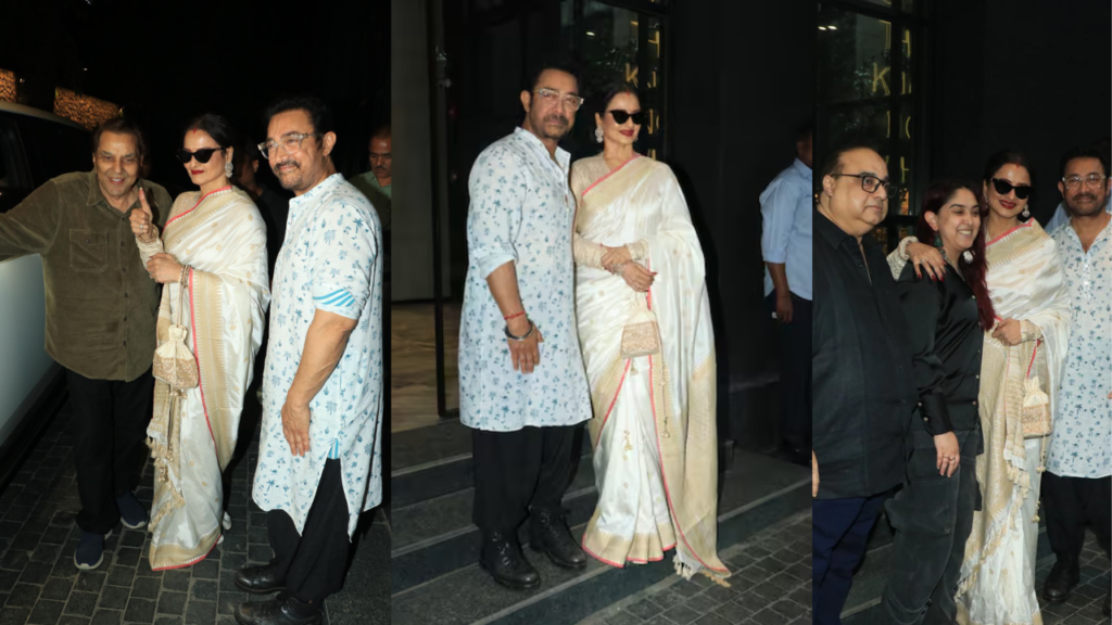 Rekha Greets Aamir Khan With Adaab, Touches Dharmendra’s Feet at Loveyapa Screening